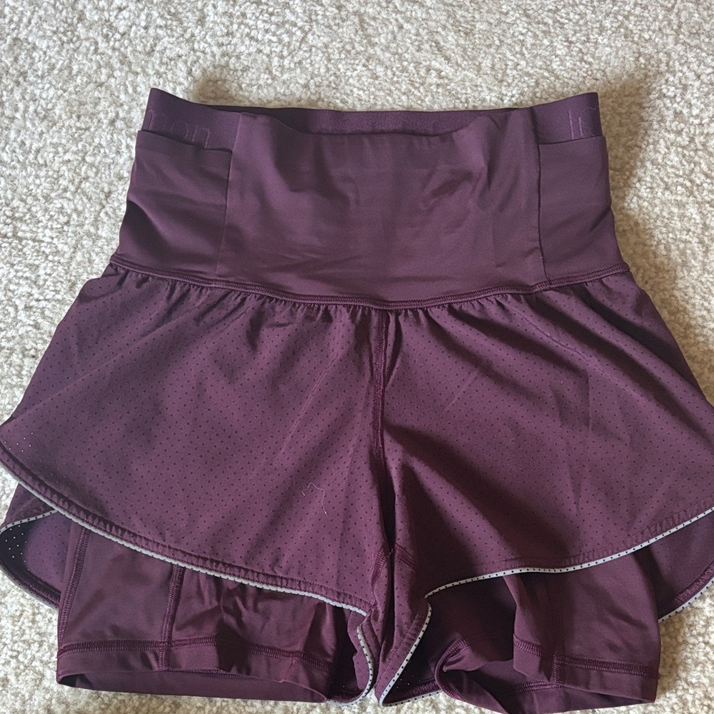 Lululemon High-Waisted Burgundy Shorts